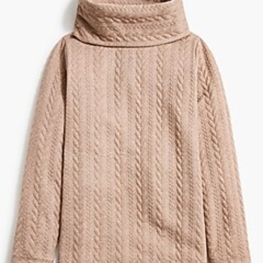 J. Crew Brown Cable-knit Cowl Neck Pullover Sweater‎ SZ XS